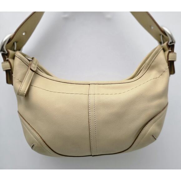 Vintage Coach Y2K Beige Leather Soho Hobo Shoulder Bag 9541 - Picture 5 of 15